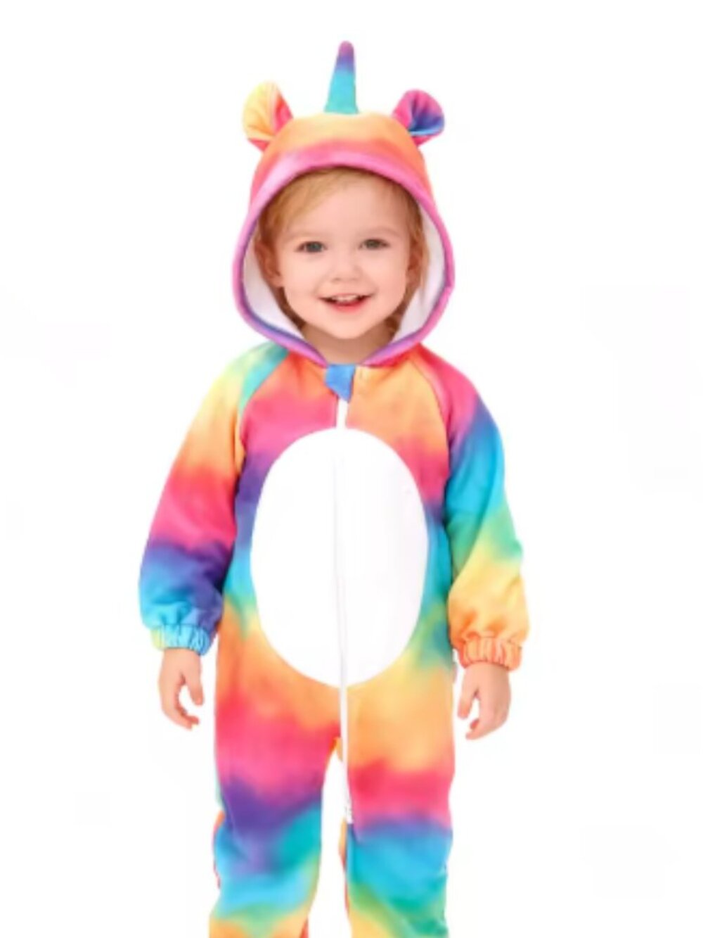 Baby Rainbow Unicorn Costume Bodysuit Soft Sleeper with Ears & Horn - 12 to 18M